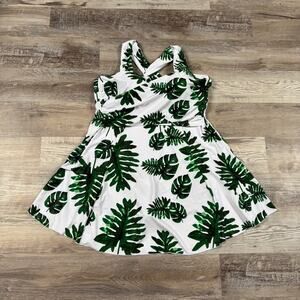 COCOPEAR Swim Dress White Green Leaf Print Skirted One Piece Resort Size 4X
